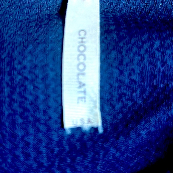 Chocolate USA Navy blue & white fit n flare dress with handkerchief hem sz M/L - Picture 7 of 9